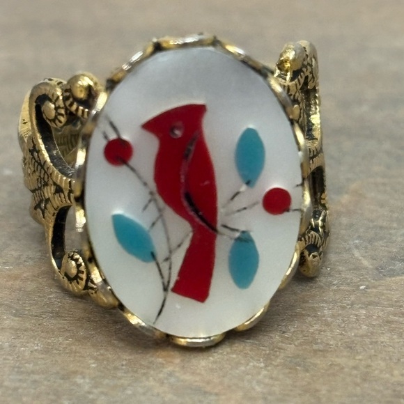 Vintage Zuni Cardinal Adjustable Ring - Picture 2 of 8